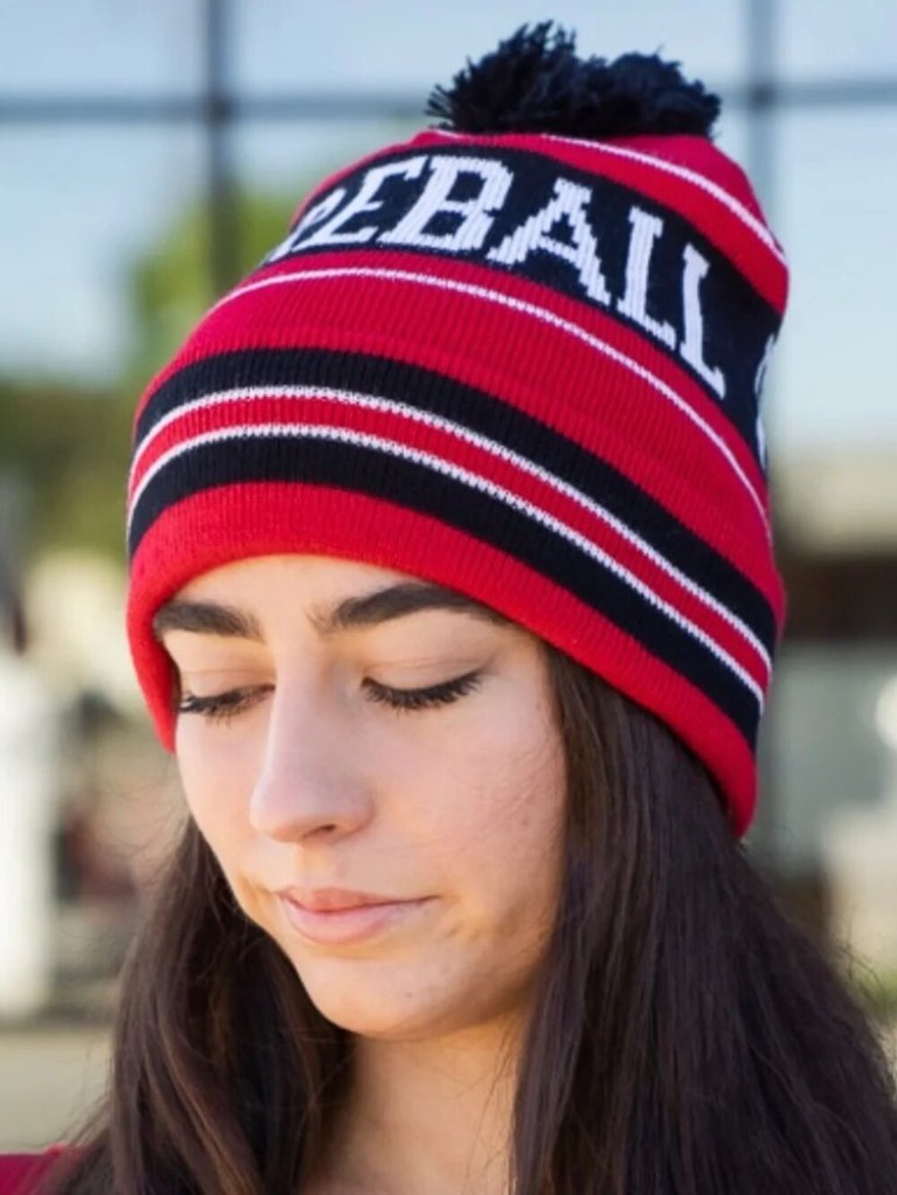 Red Cinnamon Whiskey 'Fireball' Pom Beanie Hat with Black Pom New in Packaging